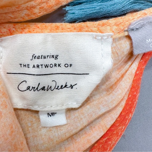 Anthropologie Carla Weeks Setting Sun rainbow sunset tiered maxi dress, 6P. - Picture 9 of 10